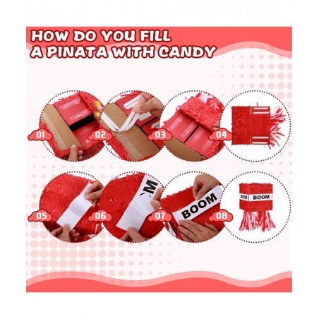 Small Red Boom Pinata with Blindfold and Stick Small Cube Shape Pinata for Birthday Party 7 x 7 x 7 Inches $32.72 Piñatas
