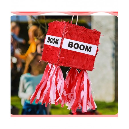 Small Red Boom Pinata with Blindfold and Stick Small Cube Shape Pinata for Birthday Party 7 x 7 x 7 Inches $32.72 Piñatas
