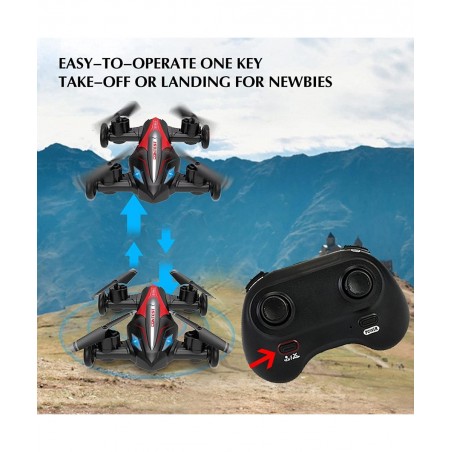 Drone_Flying Cars Quadcopter Air-Ground Dual Mode Switchwith Remote Control Car with 360°Rolling Speed Switch LED Lights One ...