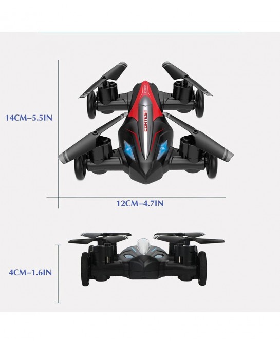 Drone_Flying Cars Quadcopter Air-Ground Dual Mode Switchwith Remote Control Car with 360°Rolling Speed Switch LED Lights One ...