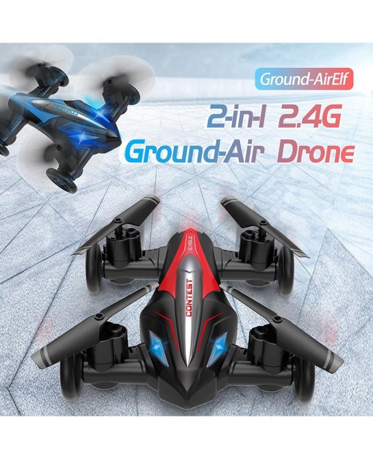 Drone_Flying Cars Quadcopter Air-Ground Dual Mode Switchwith Remote Control Car with 360°Rolling Speed Switch LED Lights One ...