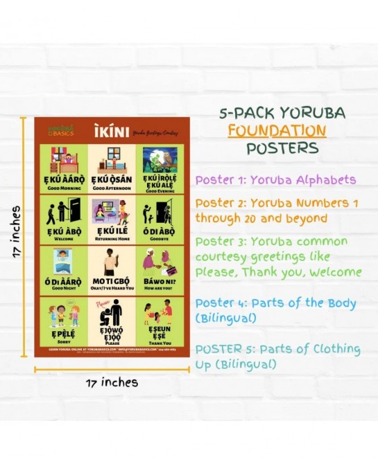 Yoruba Language Foundation Educational Posters for Education of Kids and Toddlers for Teaching and Learning Yoruba Alphabets ...