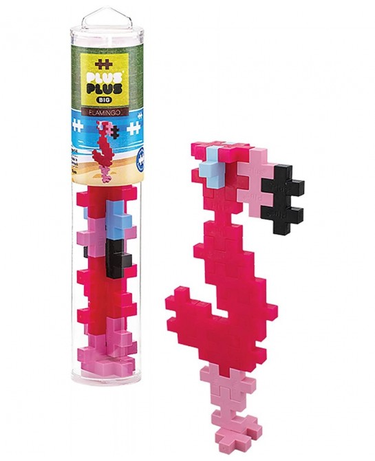 Big - Instructed Tube - 15 Piece Flamingo - Construction Building Stem / Steam Toy Interlocking Large Puzzle Blocks for Toddl...