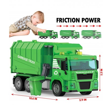 Garbage Truck Toy - 116 Pcs Friction Power Take Apart Toy STEM Toys w/ Drill Push & Go Lights & Sounds Sanitation Trash Truck...