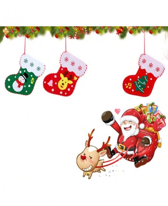 3pcs Christmas DIY Felt Kit Felt Christmas Ornament Christmas Craft Kits Sewing Stockings Craft Handmade Materials Gifts for ...