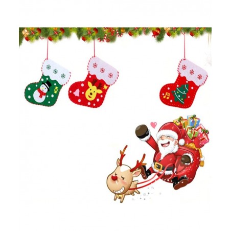 3pcs Christmas DIY Felt Kit Felt Christmas Ornament Christmas Craft Kits Sewing Stockings Craft Handmade Materials Gifts for ...