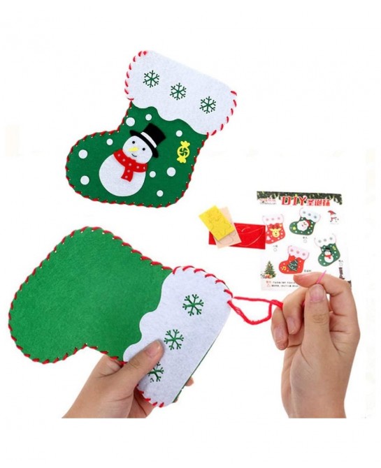 3pcs Christmas DIY Felt Kit Felt Christmas Ornament Christmas Craft Kits Sewing Stockings Craft Handmade Materials Gifts for ...