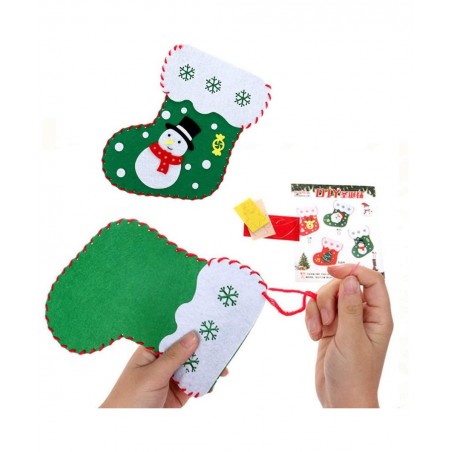 3pcs Christmas DIY Felt Kit Felt Christmas Ornament Christmas Craft Kits Sewing Stockings Craft Handmade Materials Gifts for ...