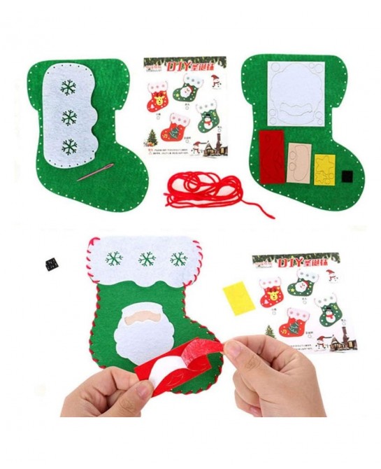3pcs Christmas DIY Felt Kit Felt Christmas Ornament Christmas Craft Kits Sewing Stockings Craft Handmade Materials Gifts for ...