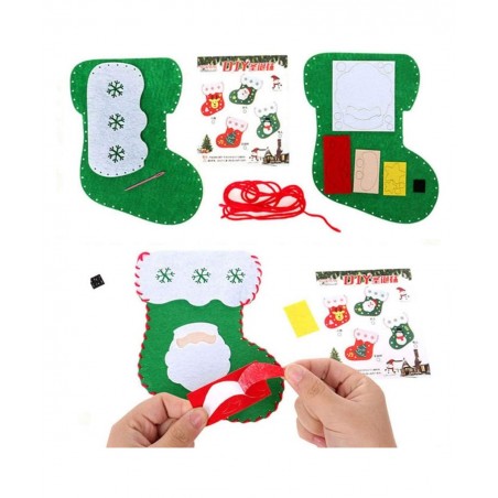 3pcs Christmas DIY Felt Kit Felt Christmas Ornament Christmas Craft Kits Sewing Stockings Craft Handmade Materials Gifts for ...