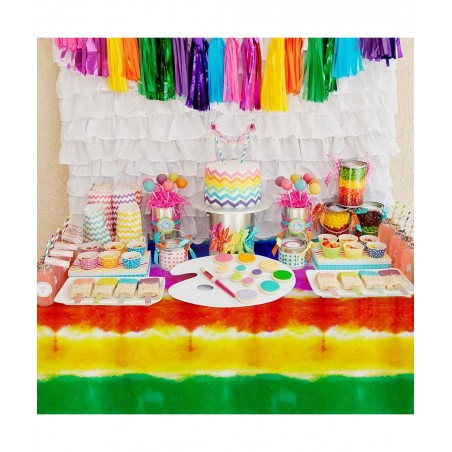 3 Packs Tie Dye Tablecloths Tie Dye Table Covers Rainbow Table Cover Disposable Plastic Tablecloth Rectangular Colorful Table...