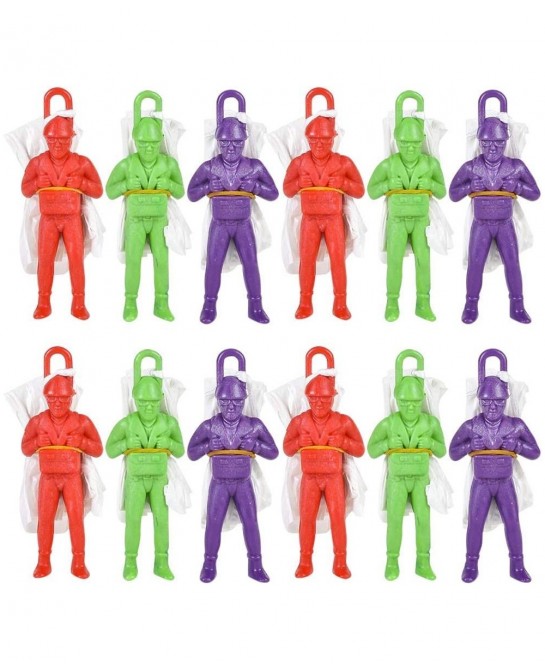 Mini Paratroopers with Parachutes Pack of 12 Vinyl Parachute Men Toy in Assorted Colors Durable Plastic Army Guys Playset Fun...