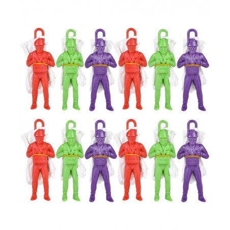 Mini Paratroopers with Parachutes Pack of 12 Vinyl Parachute Men Toy in Assorted Colors Durable Plastic Army Guys Playset Fun...
