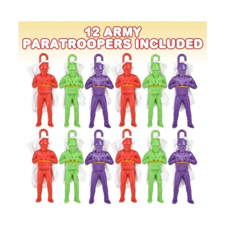 Mini Paratroopers with Parachutes Pack of 12 Vinyl Parachute Men Toy in Assorted Colors Durable Plastic Army Guys Playset Fun...