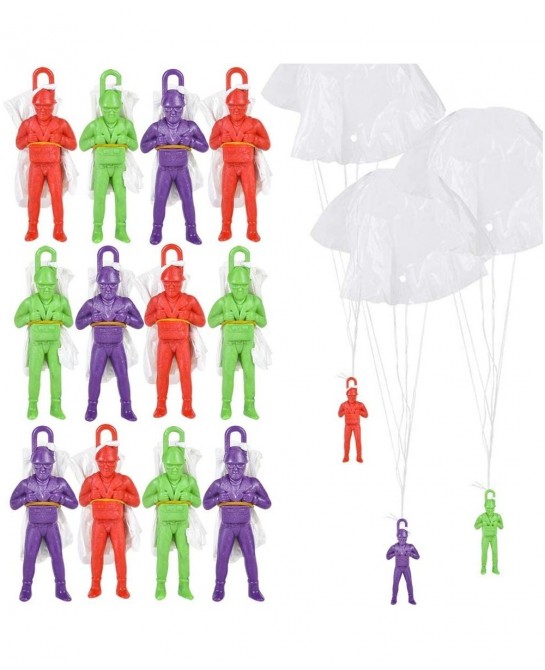 Mini Paratroopers with Parachutes Pack of 12 Vinyl Parachute Men Toy in Assorted Colors Durable Plastic Army Guys Playset Fun...