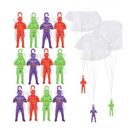 Mini Paratroopers with Parachutes Pack of 12 Vinyl Parachute Men Toy in Assorted Colors Durable Plastic Army Guys Playset Fun...