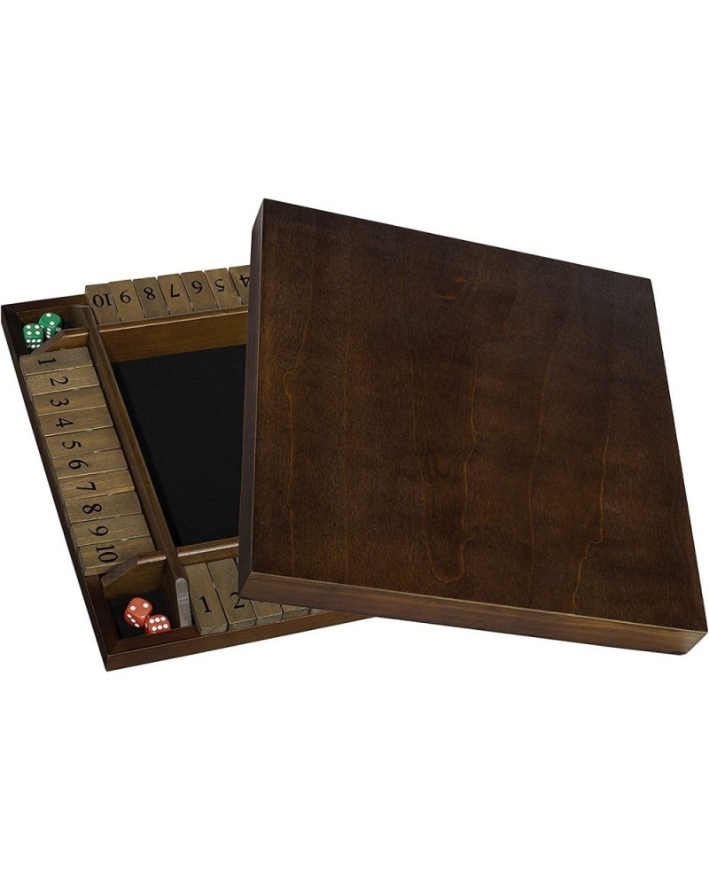 4 Player Shut The Box Dice Board Game with Lid - Natural Wood - Large Coffee Table Size - 14 Inches for Family and Adult Game...