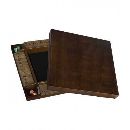 4 Player Shut The Box Dice Board Game with Lid - Natural Wood - Large Coffee Table Size - 14 Inches for Family and Adult Game...