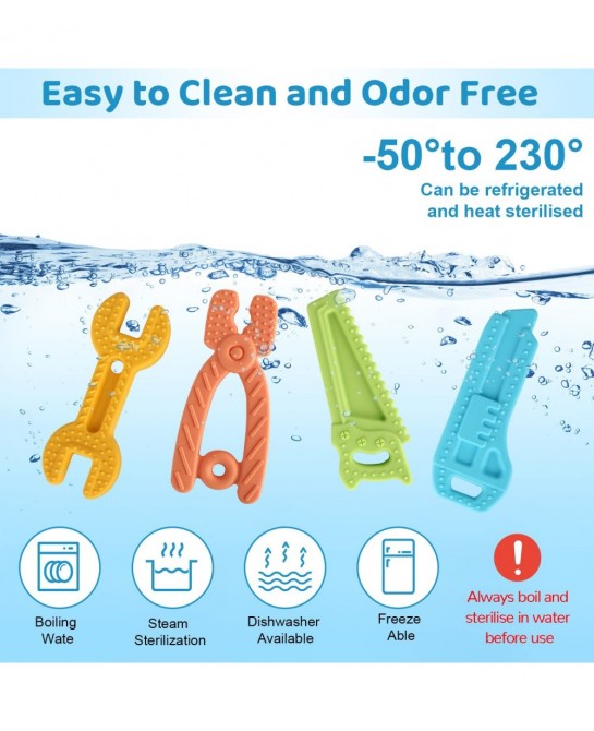 8 Pack Chew Baby Teething Toys for 0-12 Months Freezable BPA Free Silicone Baby Molar Teether Chew Toys Hammer Wrench Spanner...