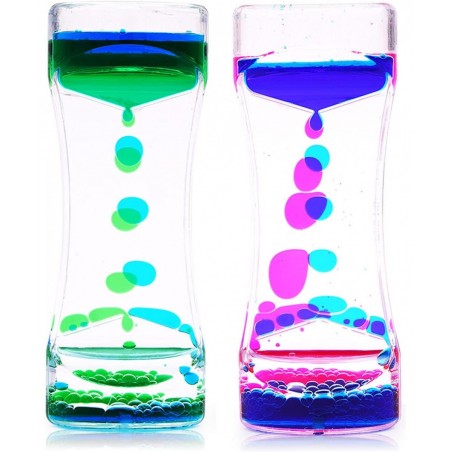 2 Pack Liquid Motion Timer Oil Water Bubble Timer Fidget Toy Hourglass Liquid Bubble Timer Sensory Cool Desk Décor (1 Style L...