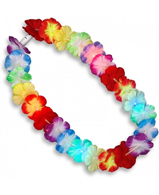 Set of 12 Rainbow LED Flower Hawaiian Lei Light Up Necklaces $65.28 Kids' Dress-Up Accessories