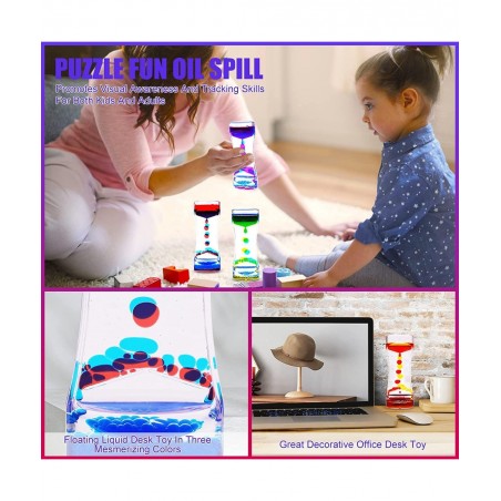 2 Pack Liquid Motion Timer Oil Water Bubble Timer Fidget Toy Hourglass Liquid Bubble Timer Sensory Cool Desk Décor (1 Style L...
