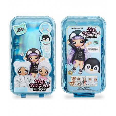 Cozy Series Leona White 7.5" Fashion Doll Snow Leopard-Inspired with Black Hair 3-Piece Outfit and Fuzzy Clip-on Purse Poseab...