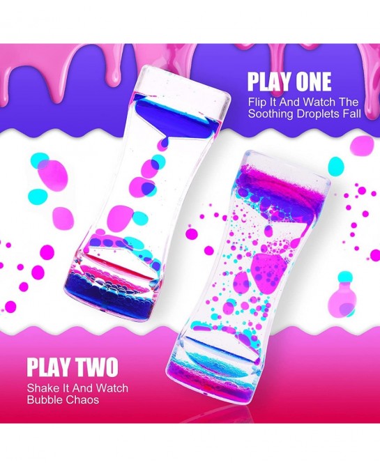2 Pack Liquid Motion Timer Oil Water Bubble Timer Fidget Toy Hourglass Liquid Bubble Timer Sensory Cool Desk Décor (1 Style L...