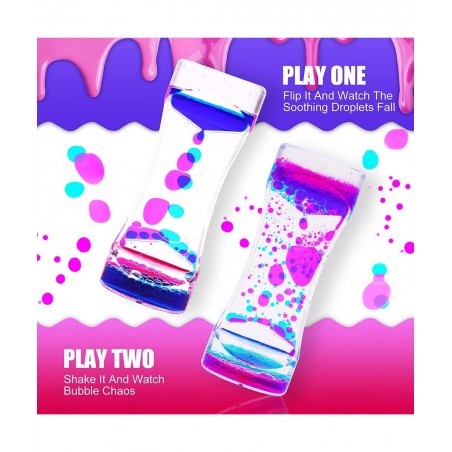 2 Pack Liquid Motion Timer Oil Water Bubble Timer Fidget Toy Hourglass Liquid Bubble Timer Sensory Cool Desk Décor (1 Style L...