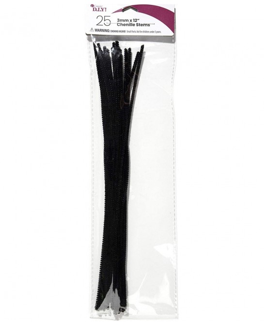 Black Chenille Stem Pipe Cleaners 3mm x 12 inch 25 Pack $14.17 Kids' Drawing & Writing Boards