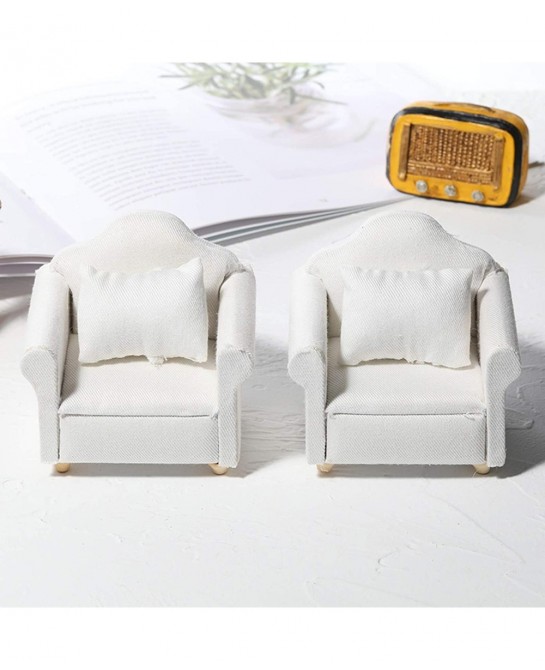 1/12 Dollhouse White Fabric Sofa Set for 1:12 Scales Miniature Dollhouse Furniture Toy Kids Gift A $15.34 Dollhouse Accessories