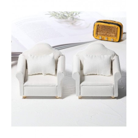 1/12 Dollhouse White Fabric Sofa Set for 1:12 Scales Miniature Dollhouse Furniture Toy Kids Gift A $15.34 Dollhouse Accessories