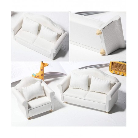 1/12 Dollhouse White Fabric Sofa Set for 1:12 Scales Miniature Dollhouse Furniture Toy Kids Gift A $15.34 Dollhouse Accessories