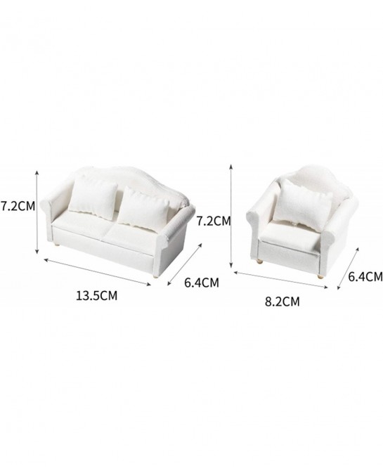 1/12 Dollhouse White Fabric Sofa Set for 1:12 Scales Miniature Dollhouse Furniture Toy Kids Gift A $15.34 Dollhouse Accessories