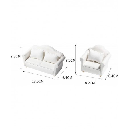1/12 Dollhouse White Fabric Sofa Set for 1:12 Scales Miniature Dollhouse Furniture Toy Kids Gift A $15.34 Dollhouse Accessories
