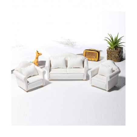 1/12 Dollhouse White Fabric Sofa Set for 1:12 Scales Miniature Dollhouse Furniture Toy Kids Gift A $15.34 Dollhouse Accessories