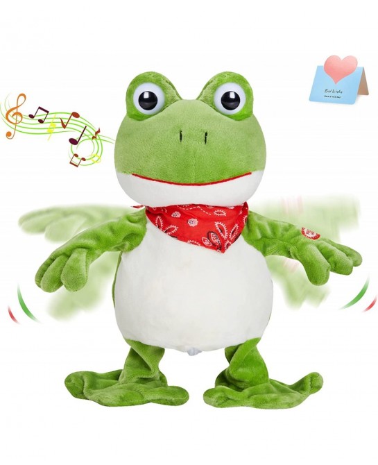 Croaking Frog Musical Stuffed Animal Frolick Froggy Shaking and Waving Electronic Interactive Animate Plush Toy Birthday Holi...
