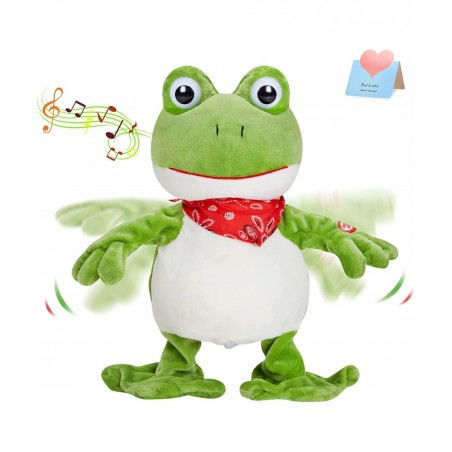 Croaking Frog Musical Stuffed Animal Frolick Froggy Shaking and Waving Electronic Interactive Animate Plush Toy Birthday Holi...