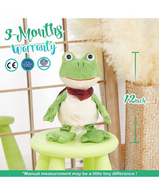 Croaking Frog Musical Stuffed Animal Frolick Froggy Shaking and Waving Electronic Interactive Animate Plush Toy Birthday Holi...