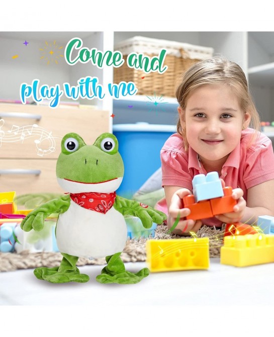 Croaking Frog Musical Stuffed Animal Frolick Froggy Shaking and Waving Electronic Interactive Animate Plush Toy Birthday Holi...