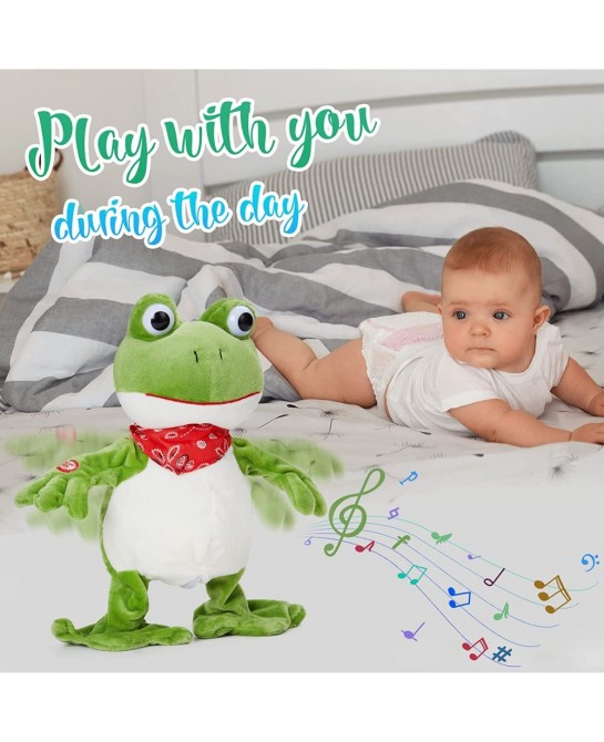 Croaking Frog Musical Stuffed Animal Frolick Froggy Shaking and Waving Electronic Interactive Animate Plush Toy Birthday Holi...