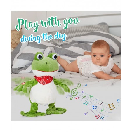 Croaking Frog Musical Stuffed Animal Frolick Froggy Shaking and Waving Electronic Interactive Animate Plush Toy Birthday Holi...