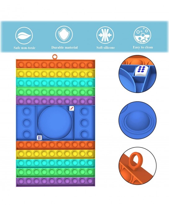 Big Pop Game Fidget Toys with Dice Silicone Chess Board Push Pop Bubble Fidget Sensory Toy to Play with Friends Classmates In...