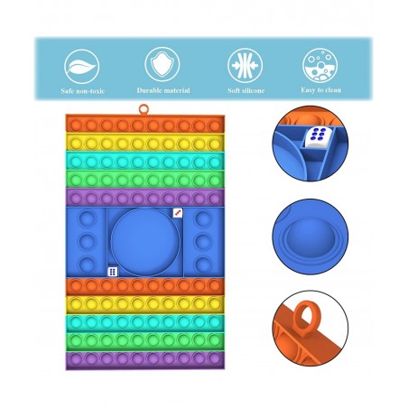 Big Pop Game Fidget Toys with Dice Silicone Chess Board Push Pop Bubble Fidget Sensory Toy to Play with Friends Classmates In...