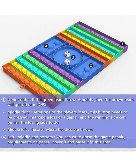Big Pop Game Fidget Toys with Dice Silicone Chess Board Push Pop Bubble Fidget Sensory Toy to Play with Friends Classmates In...