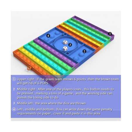 Big Pop Game Fidget Toys with Dice Silicone Chess Board Push Pop Bubble Fidget Sensory Toy to Play with Friends Classmates In...