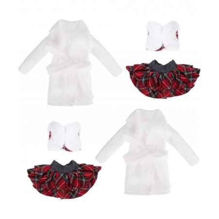 6 Pieces Elf Doll Christmas Clothes Elf Santa Couture Cloth Accessories Include Fluffy Vest with Plaid Skirt White Pajamas fo...