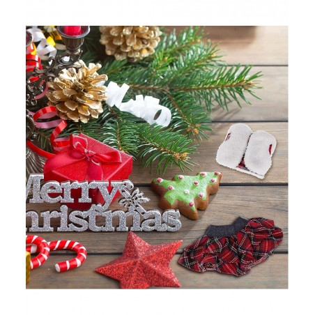 6 Pieces Elf Doll Christmas Clothes Elf Santa Couture Cloth Accessories Include Fluffy Vest with Plaid Skirt White Pajamas fo...
