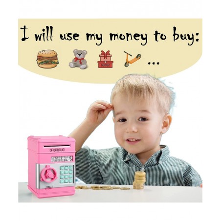 Piggy Bank for Girls Boys Electronic ATM Machine Saving Box Coin Safe with Password Lock Auto Scroll Paper Money Bank Gift To...