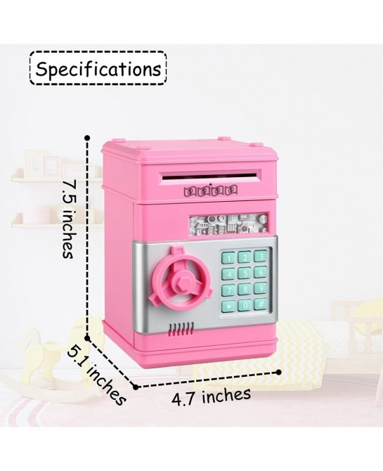Piggy Bank for Girls Boys Electronic ATM Machine Saving Box Coin Safe with Password Lock Auto Scroll Paper Money Bank Gift To...